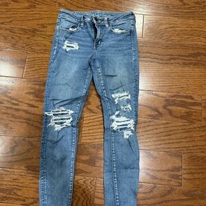 American Eagle Outfitters Women's Ripped Blue Skinny Jeans